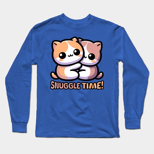 Snuggle Time!! Cute Cuddle Cats Long Sleeve T-Shirt by Cute And Punny